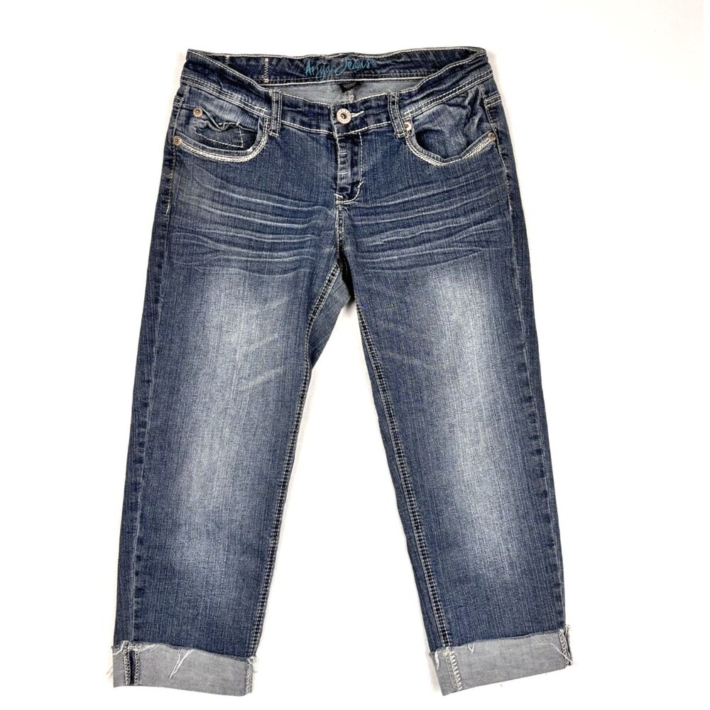 Ariya Jeans Cropped 7/8 Womens Blue Whiskered